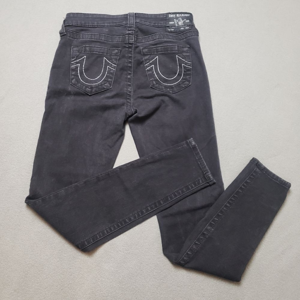 True Religion Halle Mid Rise Super skinny black jeans Size 28
